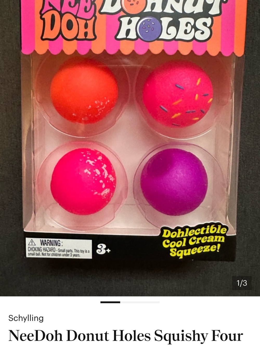 NeeDoh Donut Holes Squishy Pack - Pink, Purple, Orange